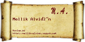 Mellik Alvián névjegykártya